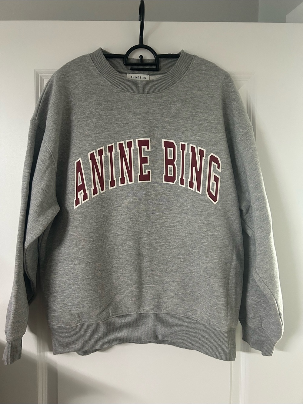 Anine Bing Light Gray Sweatshirt with White Logo